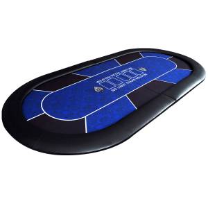 Dessus de table de poker "NO LIMIT BLUE" - 200 cm x 100 cm - pliable - pour 10 joueurs