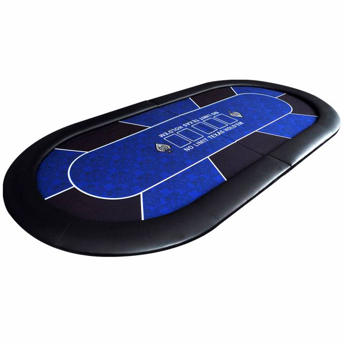 Superficie de mesa de póker "NO LIMIT BLUE" - 200 cm x 100 cm - plegable - para 10 jugadores