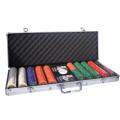 Pokerkoffer met 500 "SUNSHINE" pokerschijven - CASH GAME-versie - van 14 g klei-composietmateriaal - met accessoires.