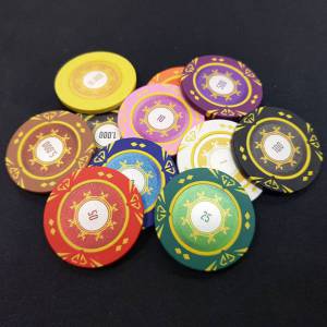 Mallette de 500 jetons de poker "SUNSHINE" - version CASH GAME - en clay composite 14 g - avec accessoires