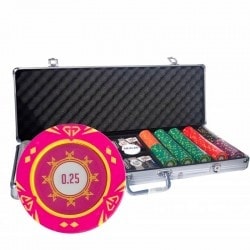 Mallette de 500 jetons de poker "SUNSHINE" - version CASH GAME - en clay composite 14 g - avec accessoires