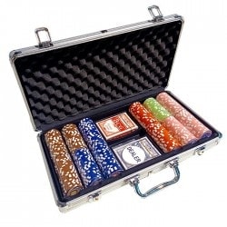 "TWISTER" CASH GAME - 300-piece poker chip set - made of 14g clay composite - with accessories.