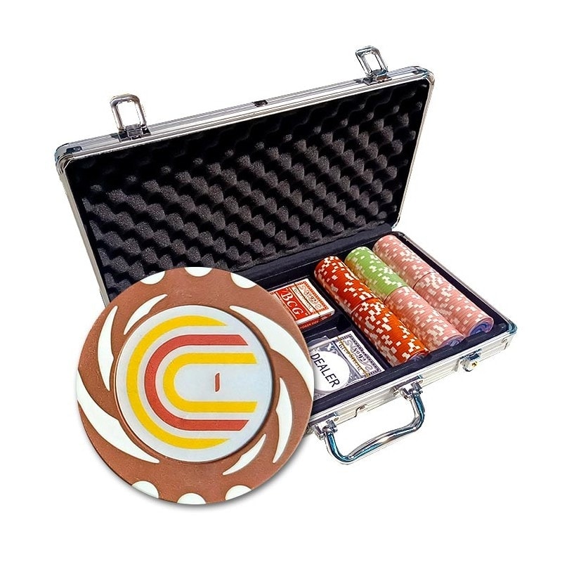 "TWISTER" CASH GAME - 300-piece poker chip set - made of 14g clay composite - with accessories.