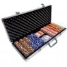Pokerchipskoffer "TWISTER" - CASH GAME-versie - met 500 klei-composiet 14 g chips en accessoires.
