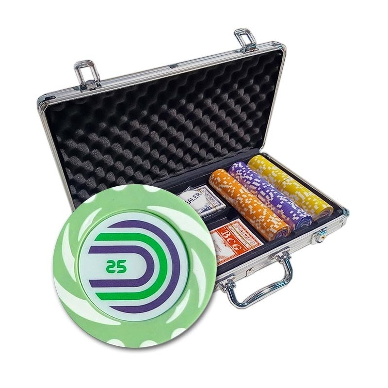 Pokerset "TWISTER" Tournament Edition - 300 pokerchips i clay composite 14 g - med tillbehör.