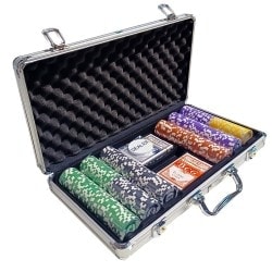 Maleta de 300 fichas de pôquer "RUNNER UP" - versão TORNEIO - em ABS com inserto metálico de 12g - com acessórios.