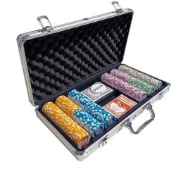 Maletín de 300 fichas de póker "RUNNER UP" - versión CASH GAME - en ABS con inserción metálica de 12 g - con accesorios.