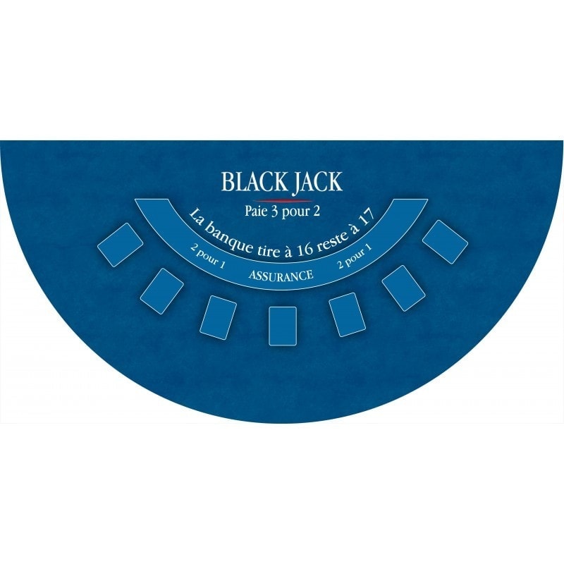 Svart "BLACK JACK" matta - blå - 140 x 70 cm - neopren - halvmåne
