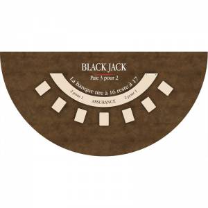 Tapis de "BLACK JACK" marron - 140 x 70 cm - jersey néoprène - Demi-lune