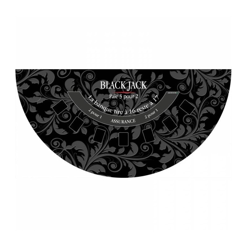 Tapis de "BLACK JACK" noir- 140 x 70 cm - jersey néoprène - Demi-lune