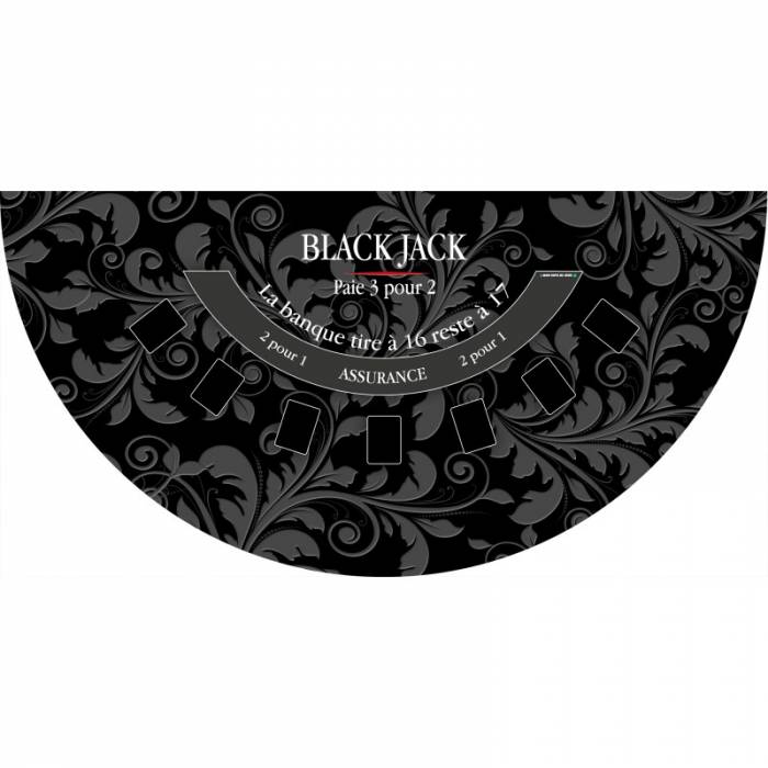 Tapete de "BLACK JACK XL" negro- 200 x 100 cm - neopreno jersey - Media luna