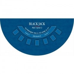 Tapis de "BLACK JACK XL" bleu - 200 x 100 cm - jersey néoprène - Demi-lune