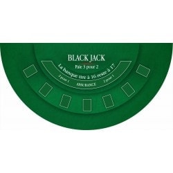 Tapis de "BLACK JACK 2023" vert - 140 x 70 cm - jersey néoprène - Demi-lune
