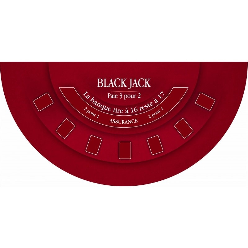 Tapis de "BLACK JACK 2023" rouge - 140 x 70 cm - jersey néoprène - Demi-lune