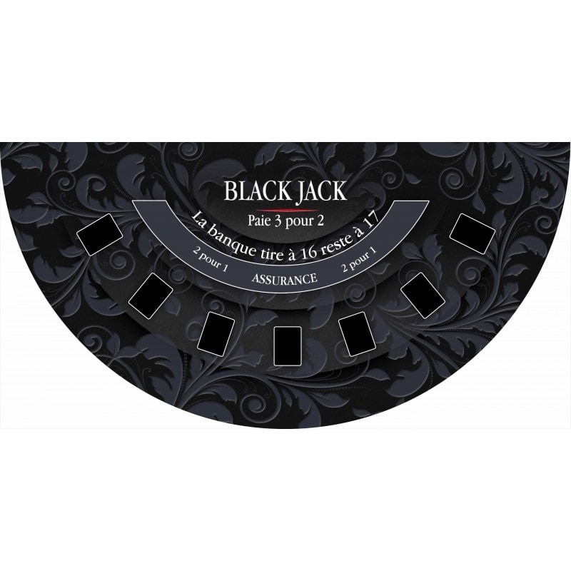 Tapis de "BLACK JACK 2023" noir - 140 x 70 cm - jersey néoprène - Demi-lune