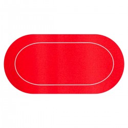 Tapis de poker "ÉCO OVALE ROUGE" - 180 x 90 cm - en jersey néoprène - avec housse de transport