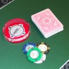 Bouton dealer "CP" -  82 x 20 mm - en acrylique - transparent