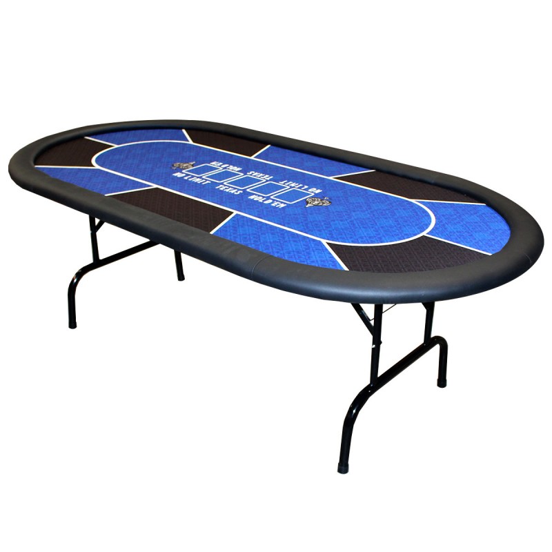 Table de poker "NO LIMIT" Bleue - 10 joueurs - tapis Speed Cloth Suited - pieds pliants