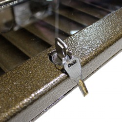 Encaisse métallique "SAFETY BOX 700 DARK"- pour 700 jetons de poker - en métal - fermeture à clé - 12 colonnes
