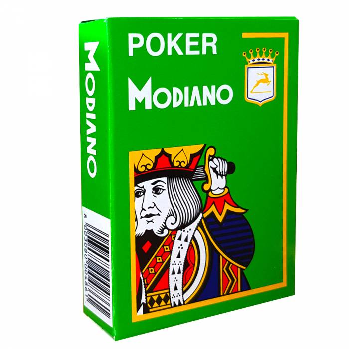 Modiano "CRISTALLO GREEN" - Ett spel med 55 kort, tillverkat av 100% plast - pokerstorlek - 4 jumbosymboler.
