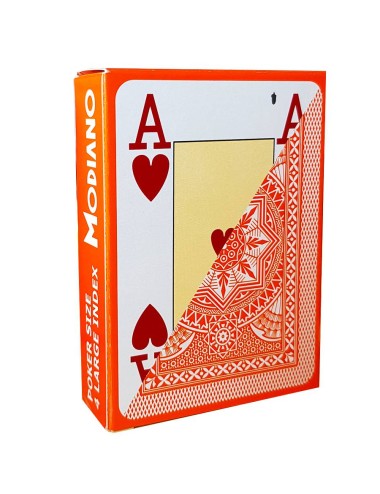 Modiano "CRISTALLO ORANGE" - Gra w 55 kart 100% plastikowych - format poker - 4 jumbo indeksy.