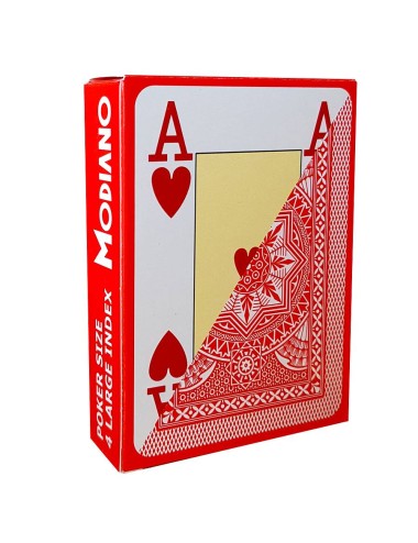 Modiano "CRISTALLO RED" - 55 cards deck 100% plastic - poker size - 4 jumbo indexes.