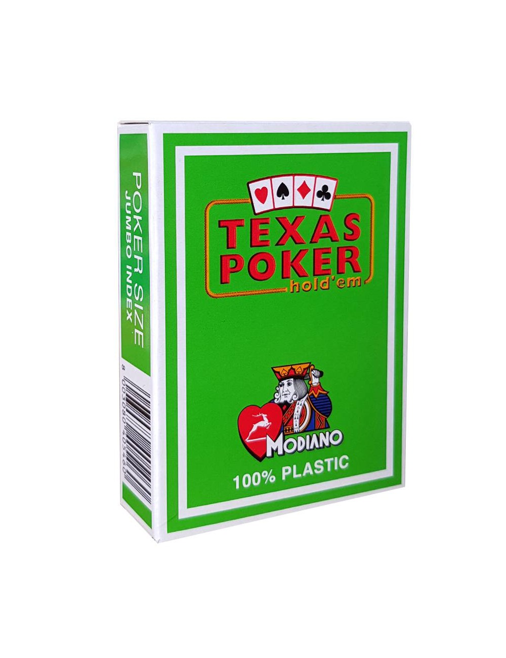 Modiano "TEXAS POKER HOLD EM VERT" - Jeu de 55 cartes 100% plastique – format poker - 2 index jumbo