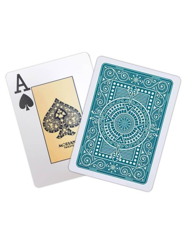 Modiano "TEXAS POKER HOLD EM DARK GREEN" - Gra w pokera o 55 kartach 100% plastikowych - format poker - 2 wskaźniki jumbo