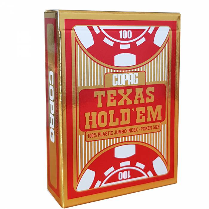 Copag "TEXAS HOLD'EM GOLD RED" - 55-card deck 100% plastic - poker size - 2 jumbo indexes