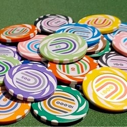 Ficha de pôquer "TWISTER VALOR 10" - 14g - de compósito de argila com inserção de metal - à venda unitariamente.