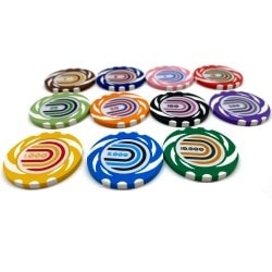 Pokerchip "TWISTER VALUE 1" - 14g - i lera komposit med metallinlägg - till försäljning styckvis