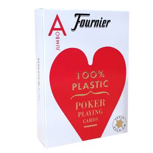 Fournier "TITANIUM SERIES RED" Jumbo - 55 card set 100% plastic - poker size - 2 Jumbo index