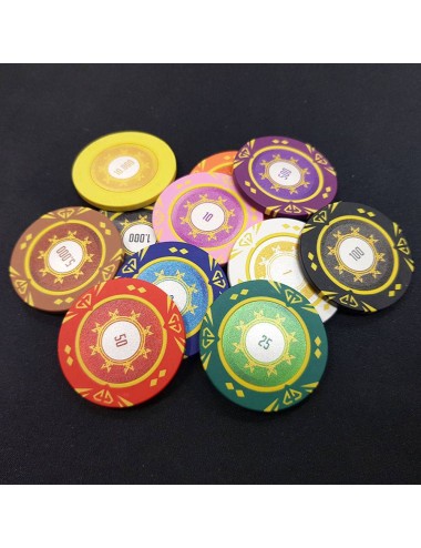 Pokermarker "SUNSHINE VALUE 2" - 14g - i lerkomposit med metallinlägg - säljs styckvis