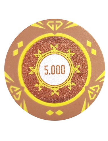 Jeton de poker "SUNSHINE VALEUR 5000" - 14g - en clay composite avec insert métal - en vente à l'unité