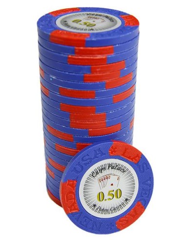 Pokerchip "LAS VEGAS 0.50" - aus Clay Composite mit Metalleinsatz - 14g - Einzeln erhältlich