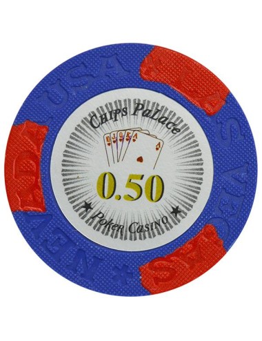 Pokerchip "LAS VEGAS 0.50" - aus Clay Composite mit Metalleinsatz - 14g - Einzeln erhältlich