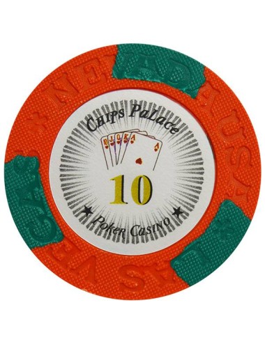 Ficha de pôquer "LAS VEGAS 10" - em compósito de argila com inserto de metal - 14g - à venda unitariamente.
