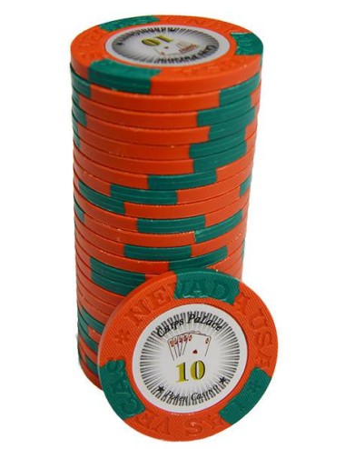Pokerchip "LAS VEGAS 10" - in clay composite met metalen inzet - 14g - per stuk te koop
