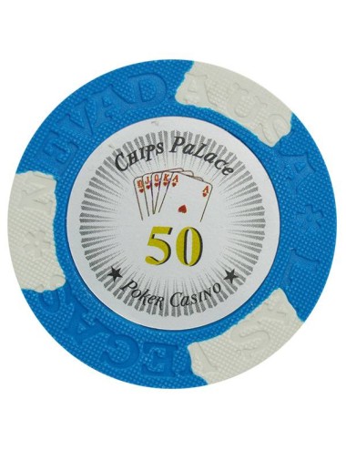 Ficha de pôquer "LAS VEGAS 50" - em compósito de argila com inserção de metal - 14g - à venda individualmente.
