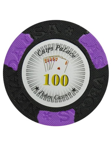 Gettone da poker "LAS VEGAS 100" - in argilla composita con inserto in metallo - 14g - in vendita singolarmente