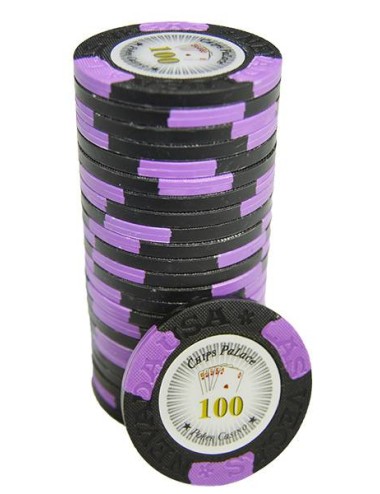 Ficha de póker "LAS VEGAS 100" - de arcilla compuesta con inserción de metal - 14g - se vende por unidad