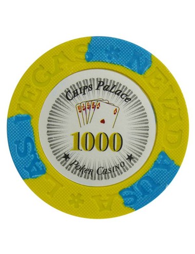 Ficha de pôquer "LAS VEGAS 1000" - em compósito de argila com inserção de metal - 14g - à venda individualmente.