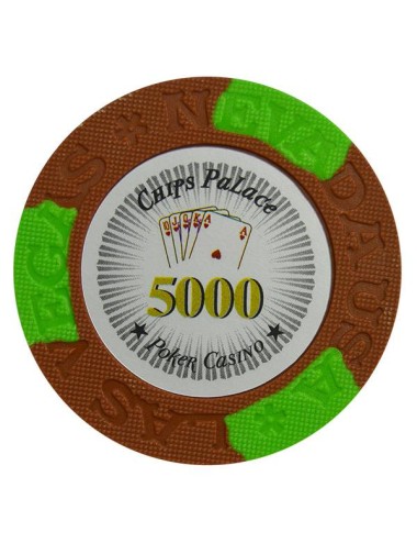Ficha de póker "LAS VEGAS 5000" - en compuesto de arcilla con inserto de metal - 14g - disponible para la venta por unidad.