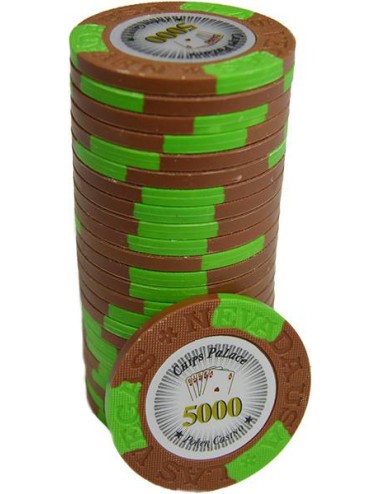Ficha de pôquer "LAS VEGAS 5000" - em compósito de argila com inserção metálica - 14g - à venda unitária