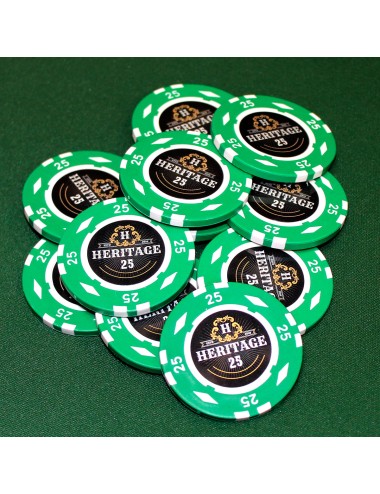 Poker chip "HERITAGE 25" - 14g - in clay composite with metal insert - sold individually.