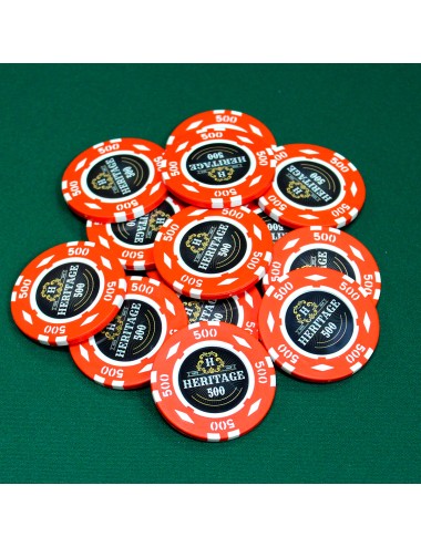 "HERITAGE 500" poker chip - 14g - made of clay composite with metal insert - sold individually