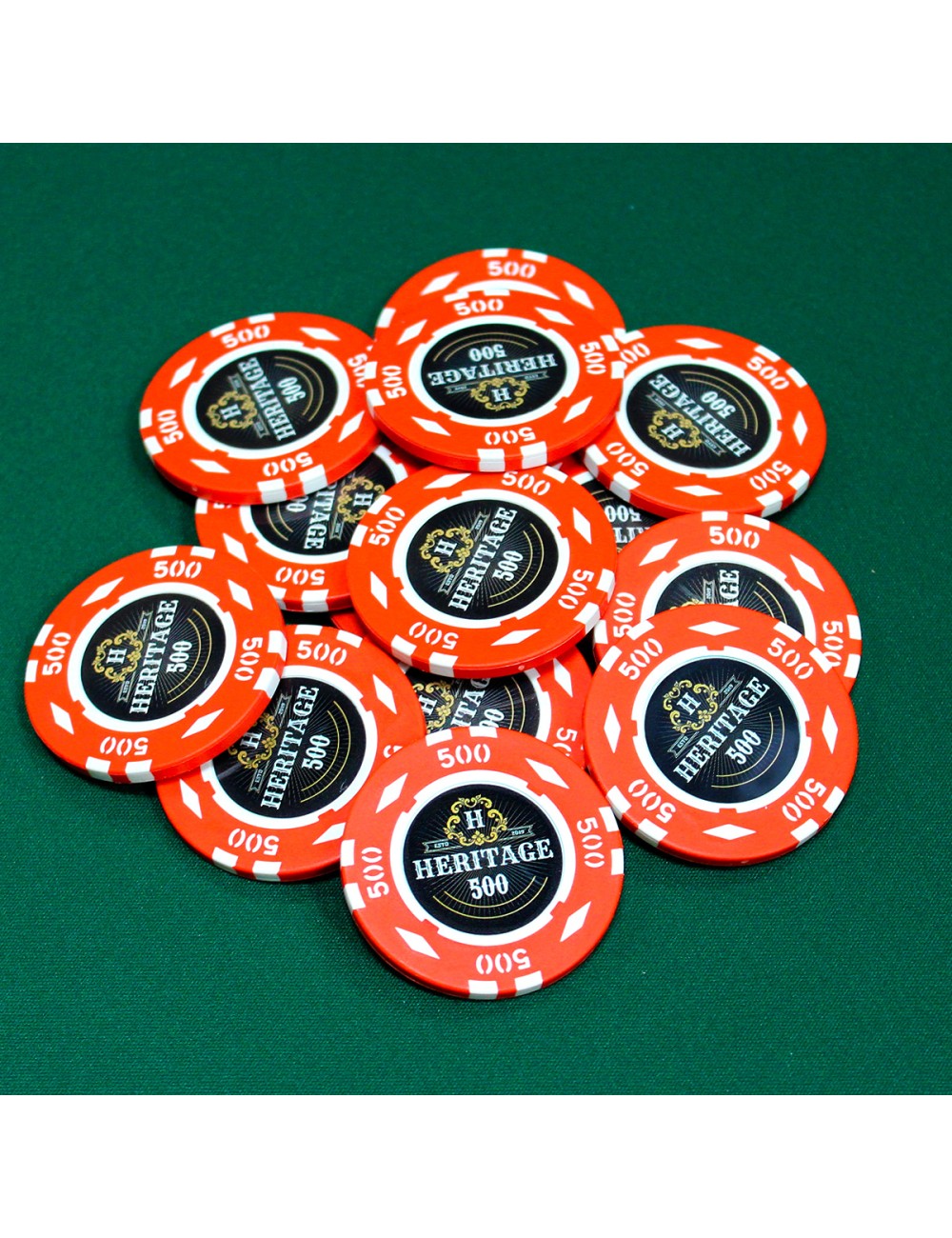 Jetons Rouges Jeton de poker Heritage | Clay Composite Insert Metal | 500 | Rouge