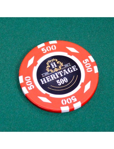 Pokermarker "HERITAGE 500" - 14g - i lerkomposit med metallinlägg - till försäljning styckvis