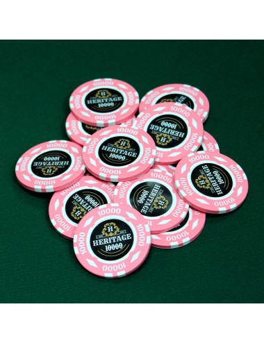 Pokerfiche "ERFGOED 10000" - 14g - van kleicomposiet met metalen inzetstuk - te koop per stuk.