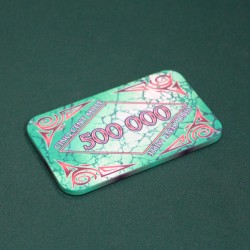 Placa de poker "MÁRMORE 500000" - em cerâmica - 8,5x5,2 cm.